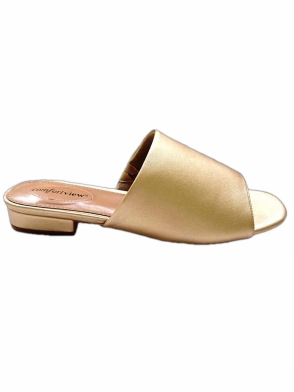 Comfort View Sola Gold Size 9 Mules Slip On Metallic Slides Flats EUC